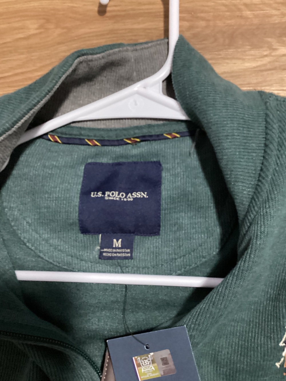 U.S. Polo Assn. Dark Green Ribbed Quarter-Zip Pullover - Picture 2 of 3